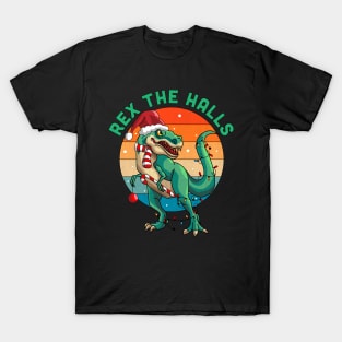 Rex The Halls Christmas Dinosaur T-Rex Xmas T-Shirt